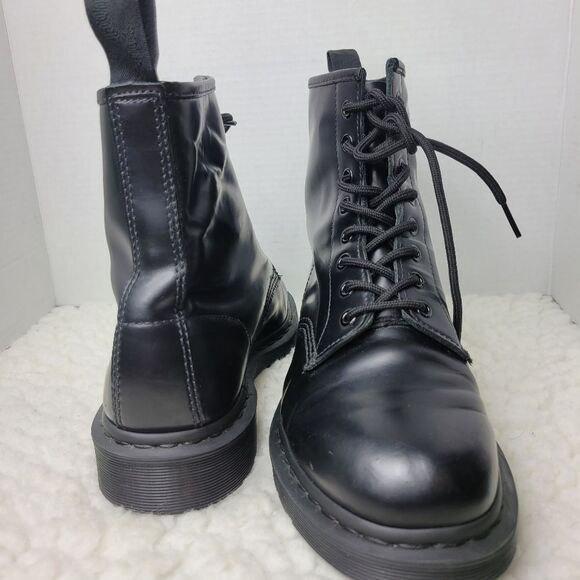 Dr. Martens 1460 Mono Mens Boots Size 10 M Black Leather Lace Up 8-Eye - Picture 6 of 10